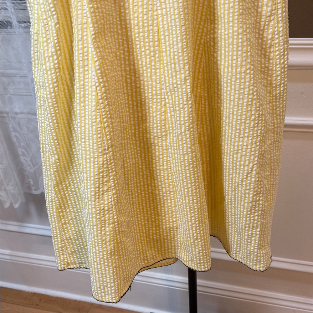 Anthropologie Viola Yellow Seersucker Bow Dress Lemon Stripe Size 6 - Picture 10 of 10